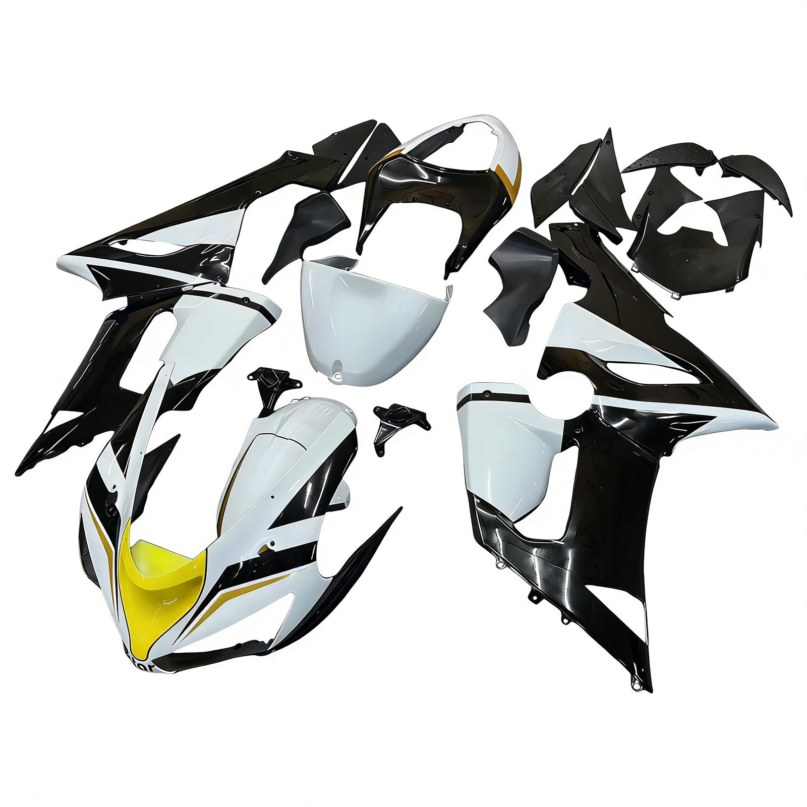 Fairings 2005-2006 Kawasaki ZX6R 636 Black White Yellow Playboy Generic