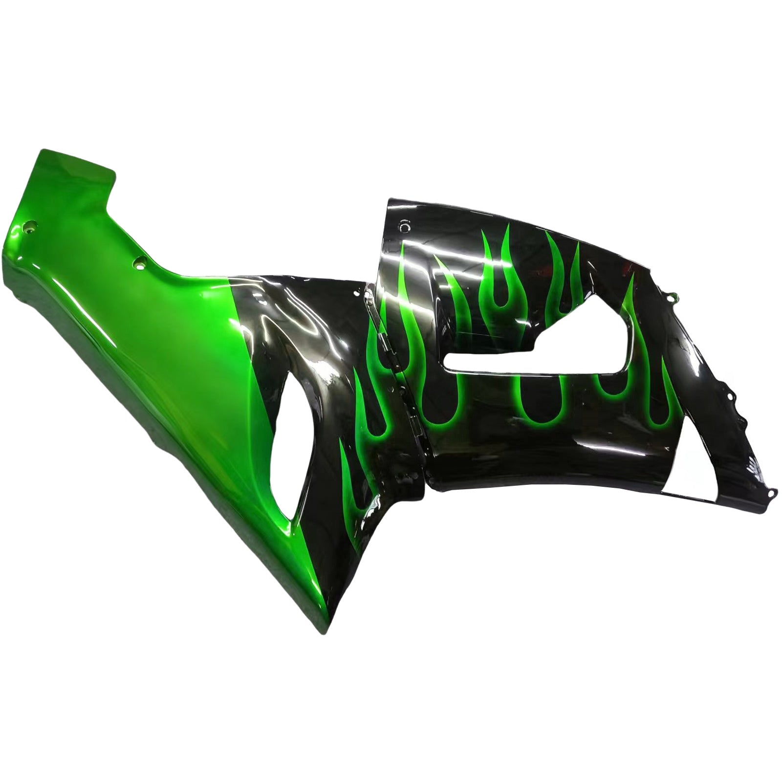 Carenados 2005-2006 Kawasaki ZX6R 636 Negro y Verde Flame Ninja Genérico