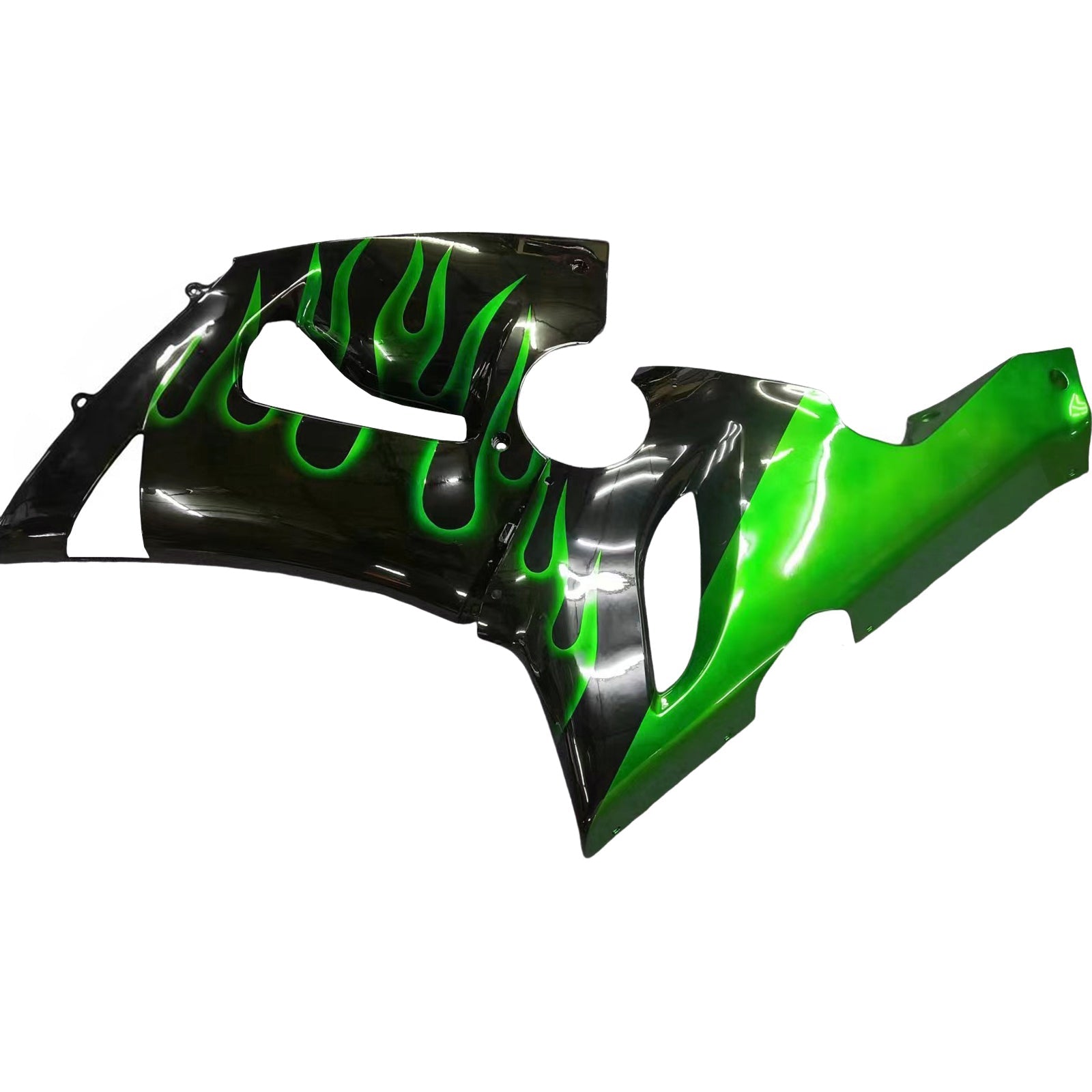 Carenados 2005-2006 Kawasaki ZX6R 636 Negro y Verde Flame Ninja Genérico