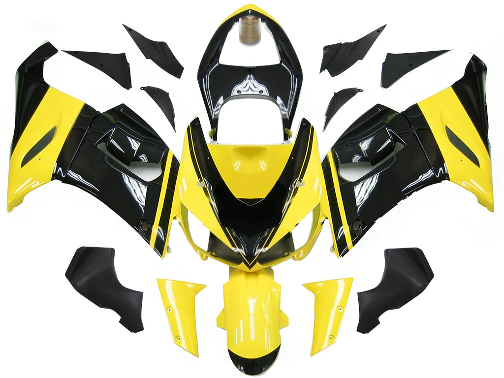 페어링 2005-2006 가와사키 ZX6R 636 블랙 옐로우 ZX6R 제네릭