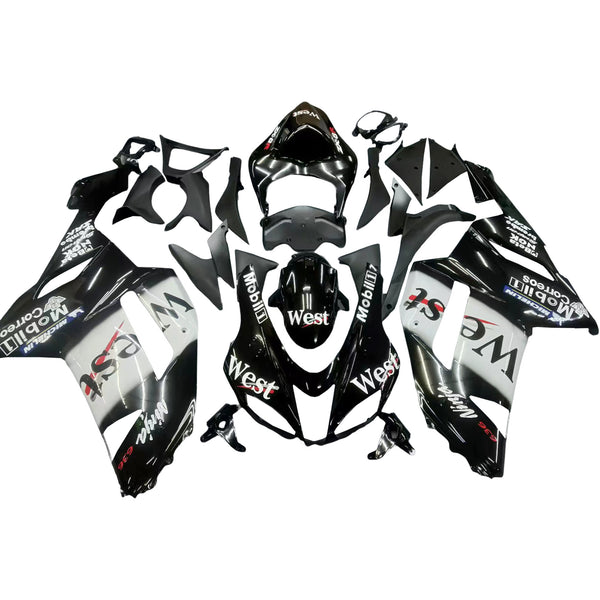 Fairings 2007-2008 Kawasaki ZX6R ZX636 Black White West Ninja  Generic