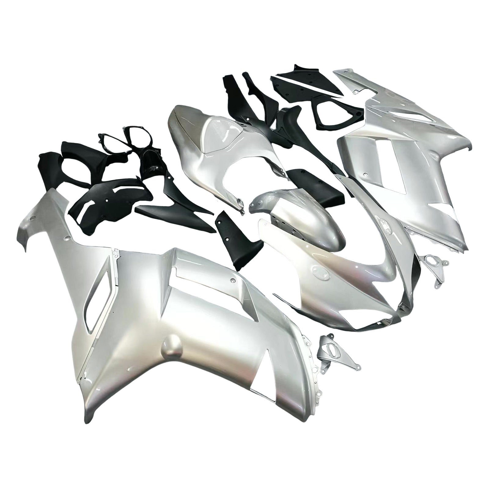 Fairings 2007-2008 Kawasaki ZX6R ZX636 Silver Ninja Generic