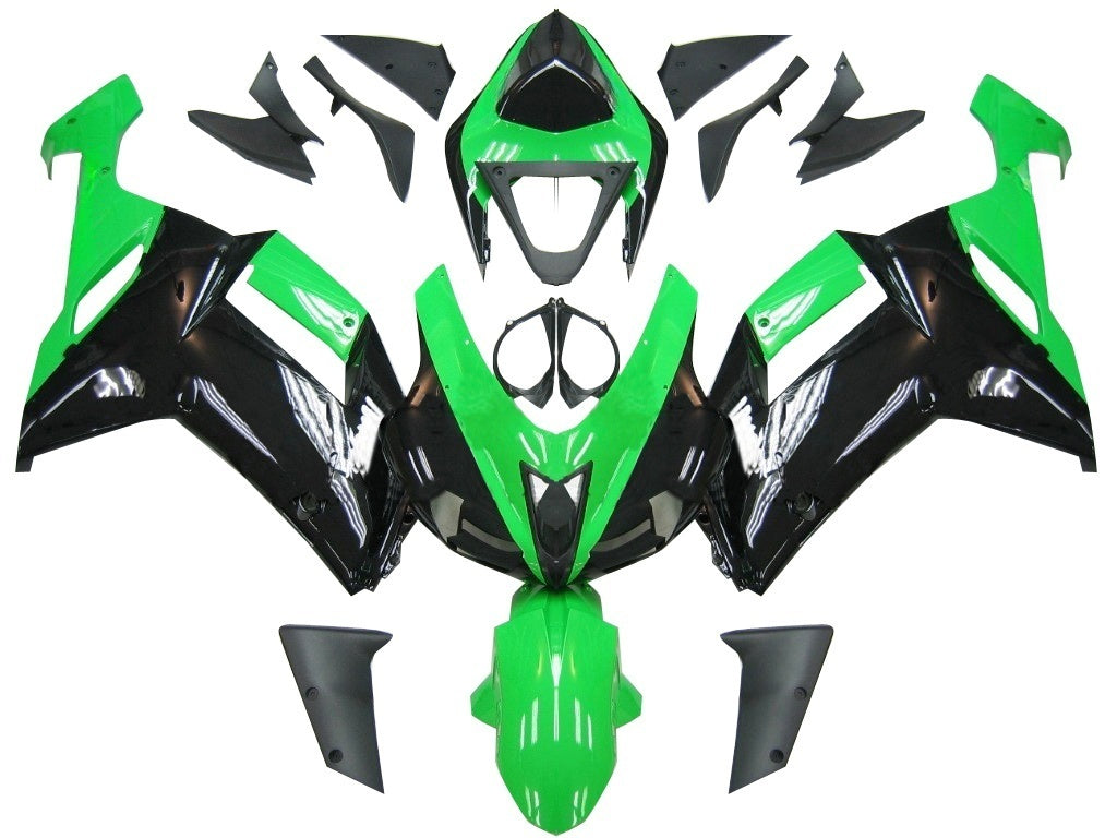 Fairings 2007-2008 Kawasaki ZX6R ZX636 Green Black Ninja ZX6R Generic