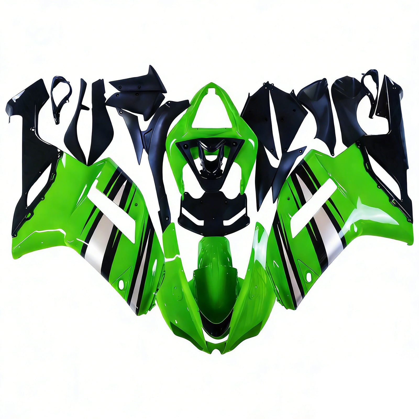Fairings 2007-2008 Kawasaki ZX6R ZX636 Green Black Silver Ninja ZX6R Generic