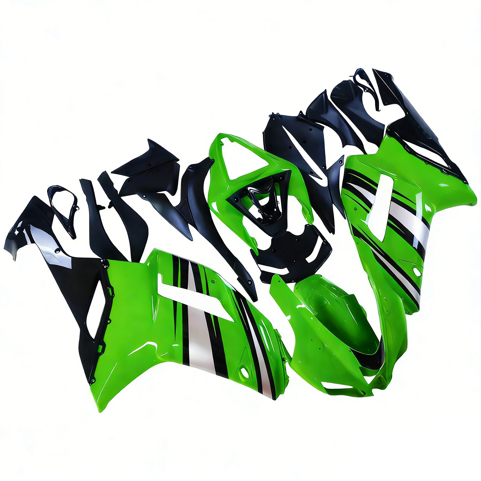 Fairings 2007-2008 Kawasaki ZX6R ZX636 Green Black Silver Ninja ZX6R Generic