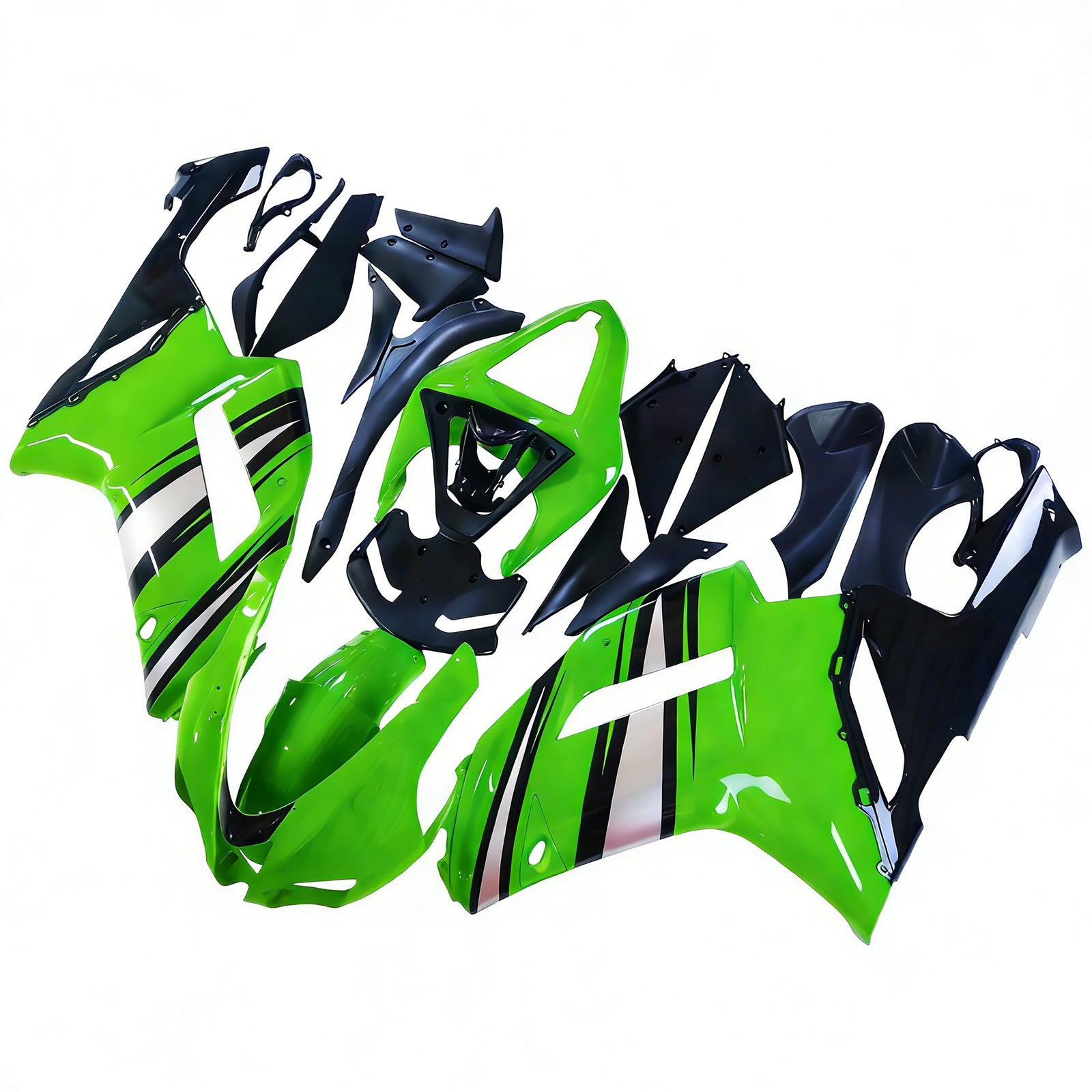 Fairings 2007-2008 Kawasaki ZX6R ZX636 Green Black Silver Ninja ZX6R Generic