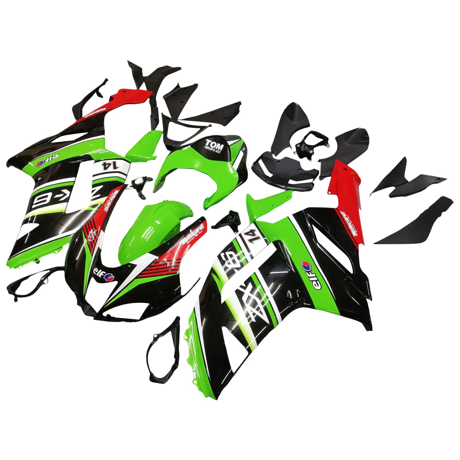 Kawasaki ZX6R 636 2007-2008 Fairing Kit Bodywork Plastic ABS