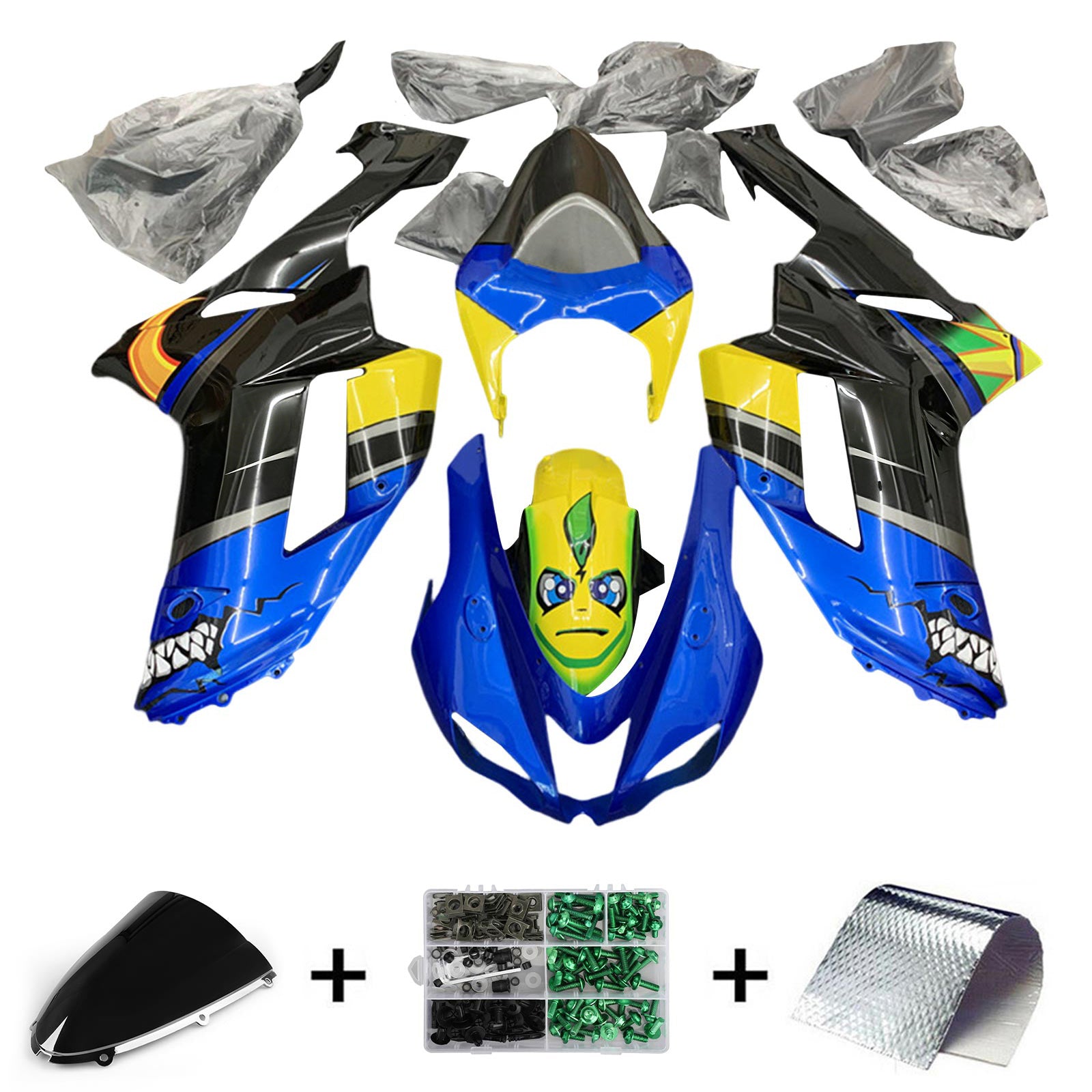 가와사키 ZX6R 636 2007-2008 페어링 키트 차체 플라스틱 ABS