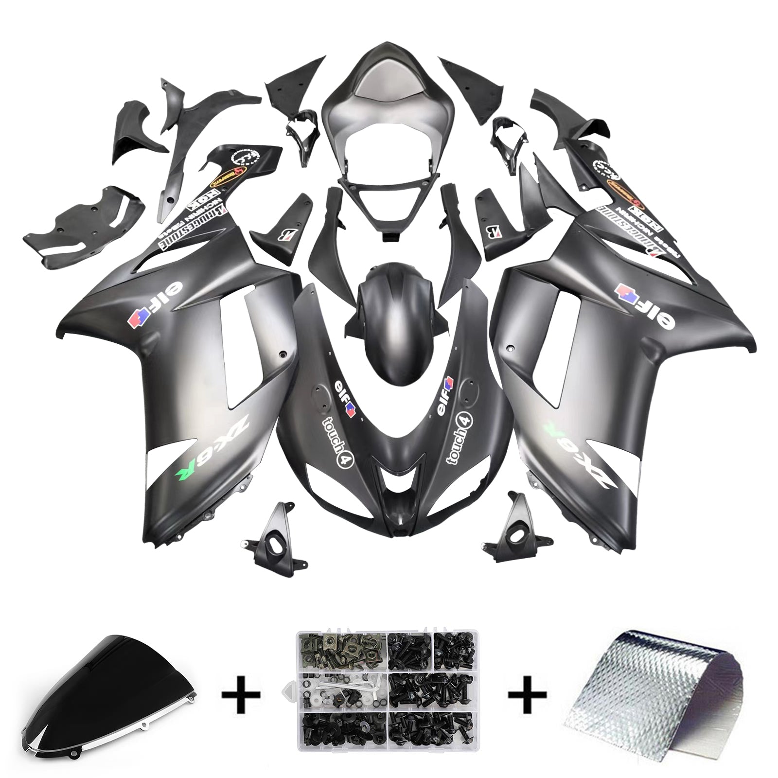 Kawasaki ZX6R 636 2007-2008 Fairing Kit Bodywork Plastic ABS