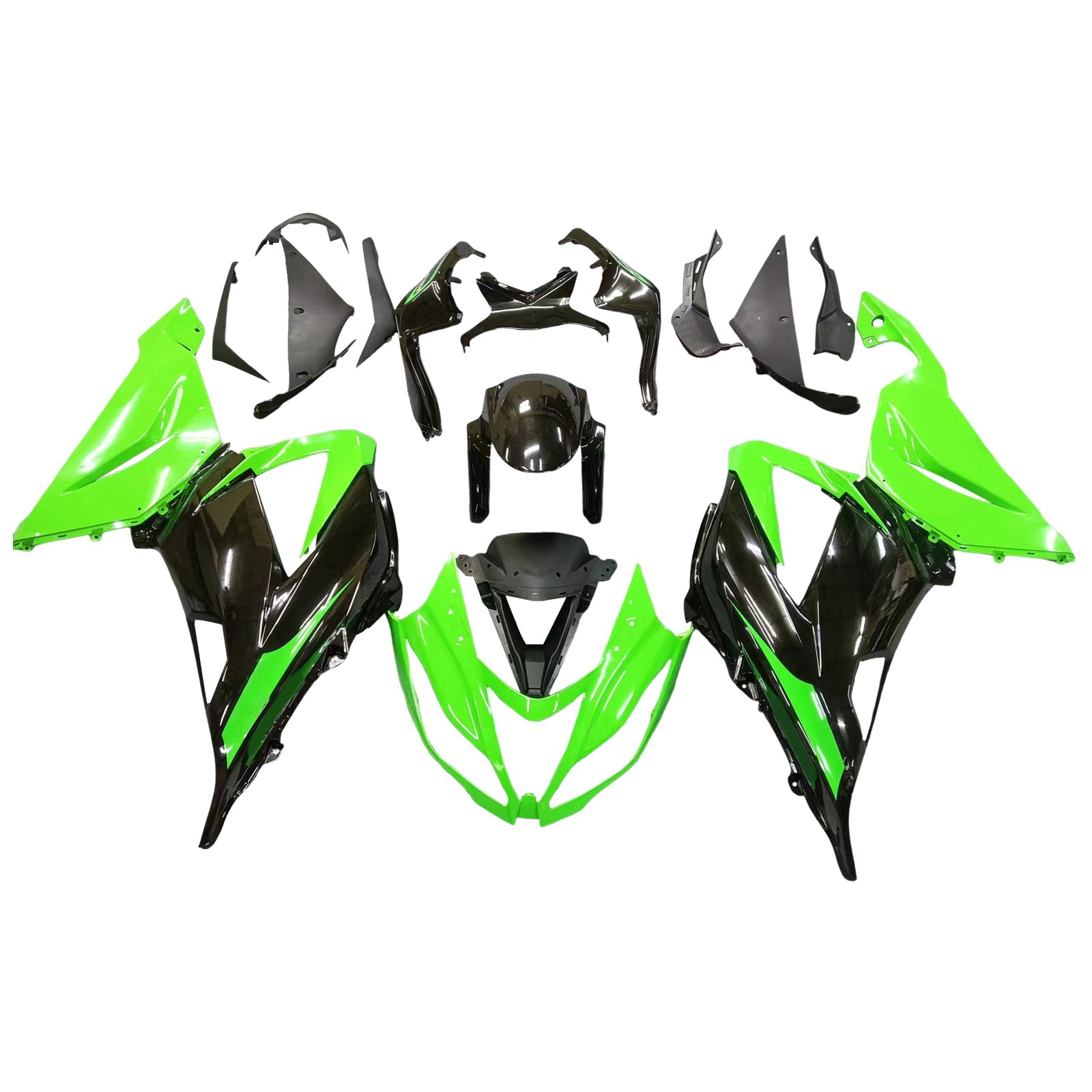 페어링 2013-2018 플라스틱 가와사키 ZX6R 636 그린 블랙 닌자 제네릭