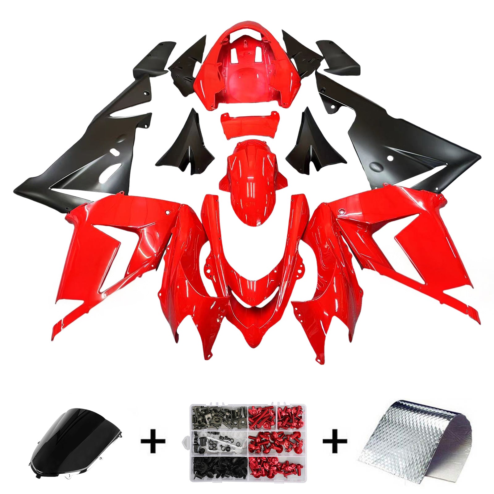 Carenados 2004-2005 Kawasaki ZX10R Rojo y Negro Ninja Genérico