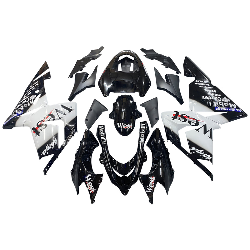 Fairings 2004-2005 كاواساكي ZX 10R أسود أبيض غرب نينجا