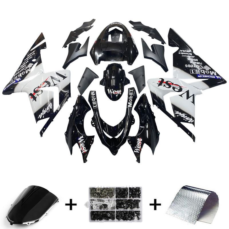 Fairings 2004-2005 Kawasaki ZX 10R Black White West Ninja