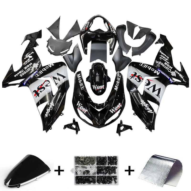 Fairings 2006-2007 كاواساكي ZX 10R أسود أبيض غرب