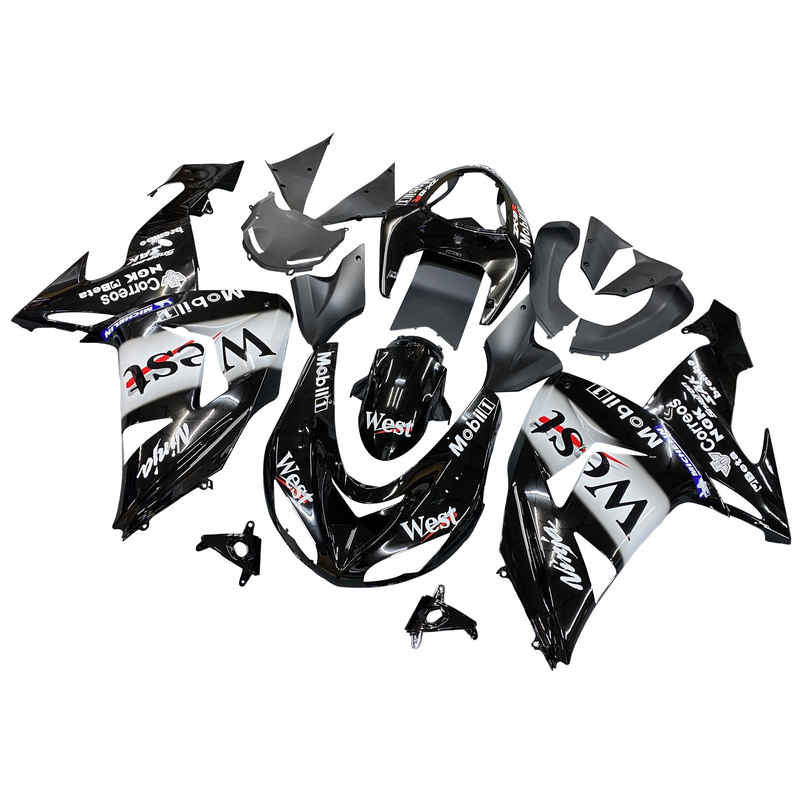 Fairings 2006-2007 Kawasaki ZX 10R Black White West