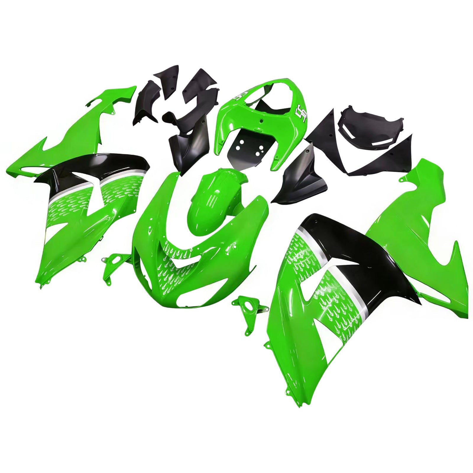 Fairings 2006-2007 Kawasaki ZX 10R Green Black No.56 Nakano Generic