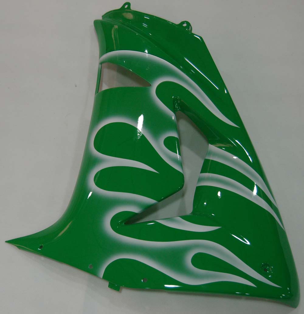 페어링 2006-2007 가와사키 ZX 10R 그린 &amp; 화이트 플레임 닌자 제네릭