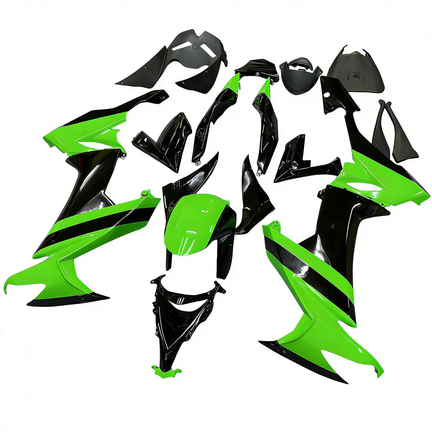 Fairings 2008-2010 Kawasaki ZX10R Green Black ZX10R Generic