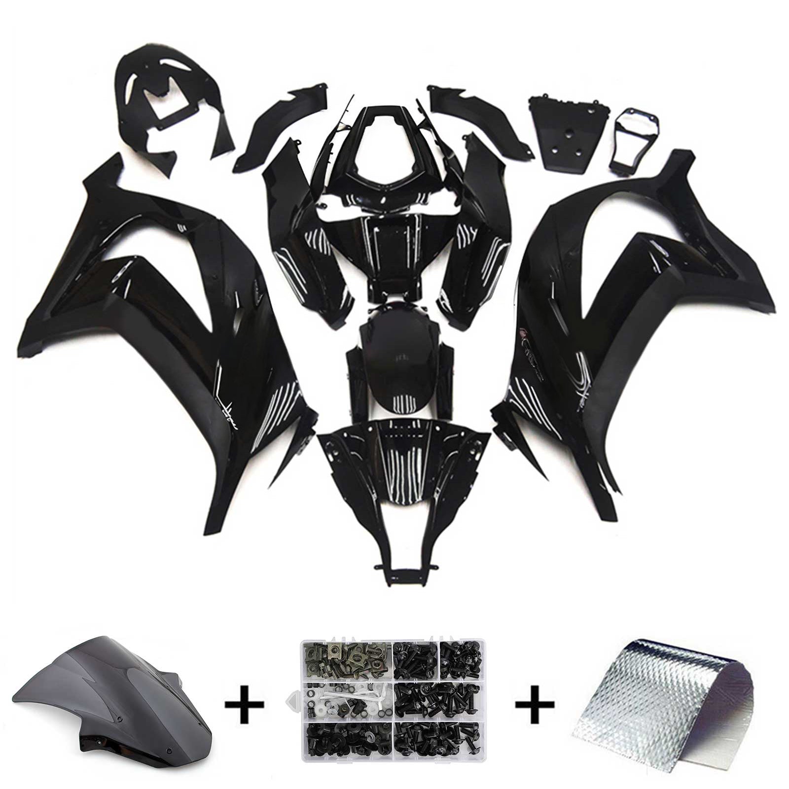 2011-2015 Kawasaki ZX10R Black Fairing Kit Bodywork Plastic ABS