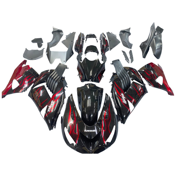 Carenados 2006-2011 Kawasaki ZX14R Negro y Rojo Flame Ninja Genérico