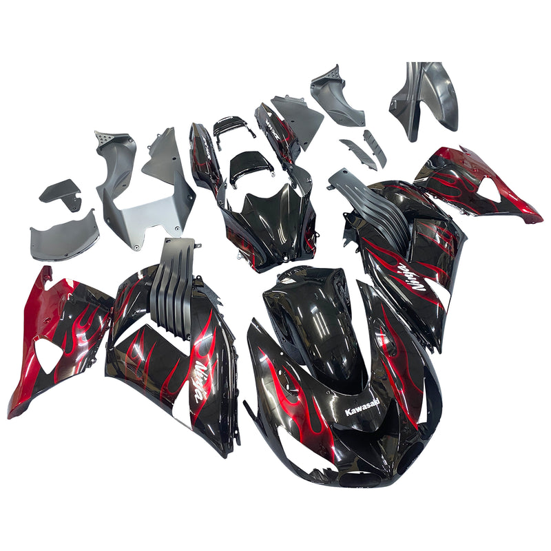 Fairings 2006-2011 Kawasaki ZX14R Black & Red Flame Ninja  Generic