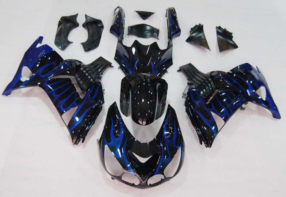 페어링 2006-2011 가와사키 ZX14R 블랙 &amp; 블루 플레임 닌자 제네릭