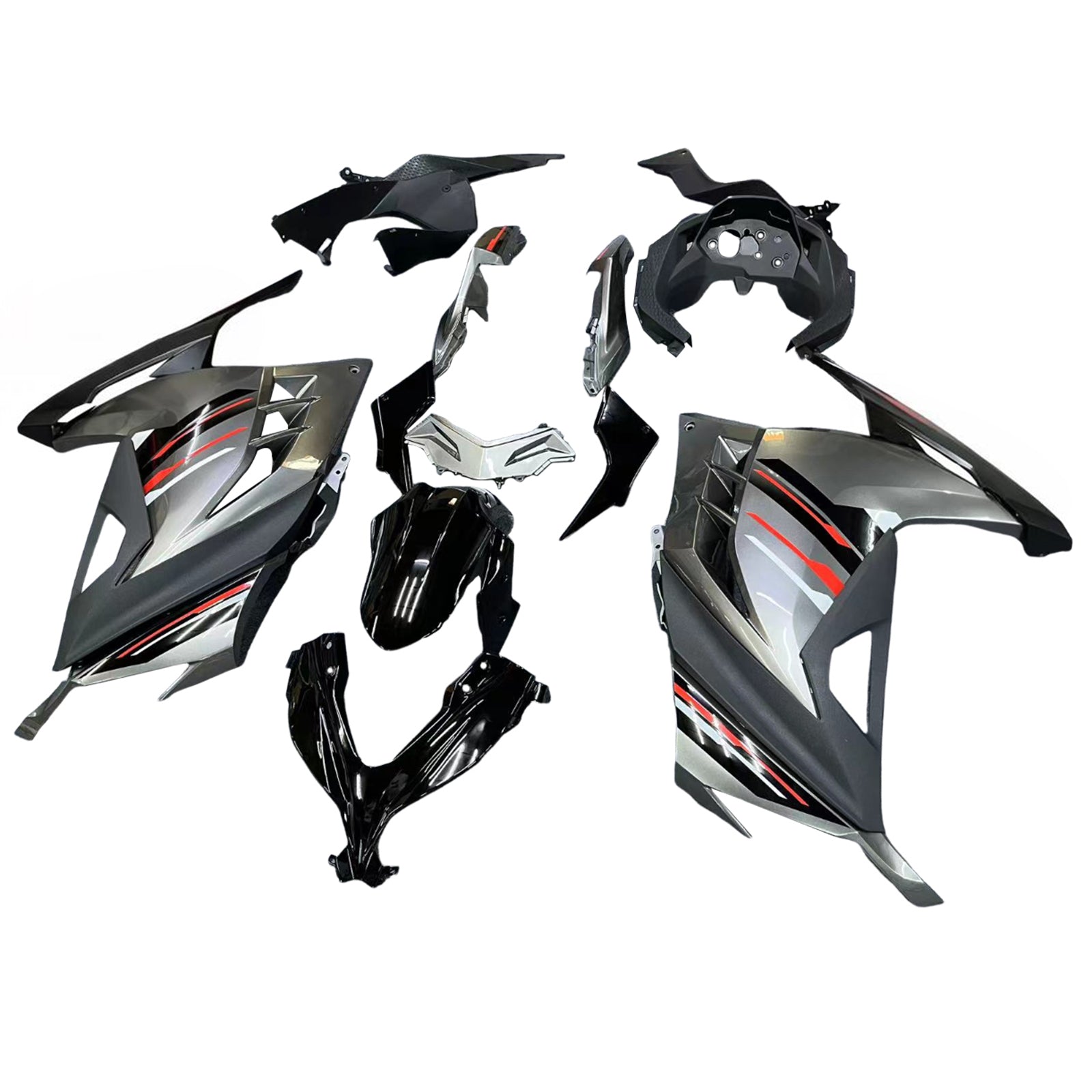Fairings 2013-2024 Plastics Kawasaki Ninja 300R EX300R Grey Black Ninja Generic