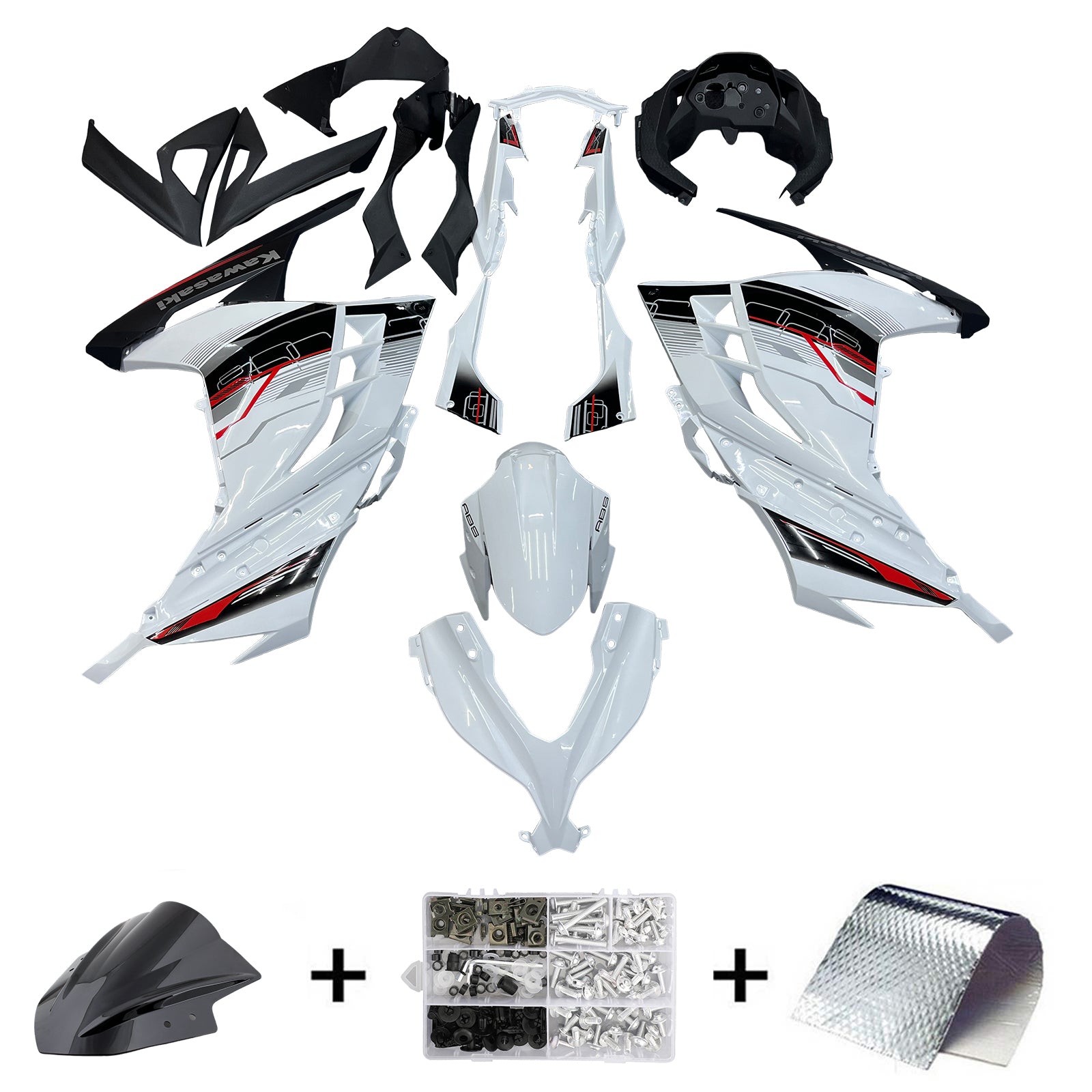 Fairings 2013-2024 Plastics Kawasaki Ninja 300R EX300R White Art Ninja  Generic