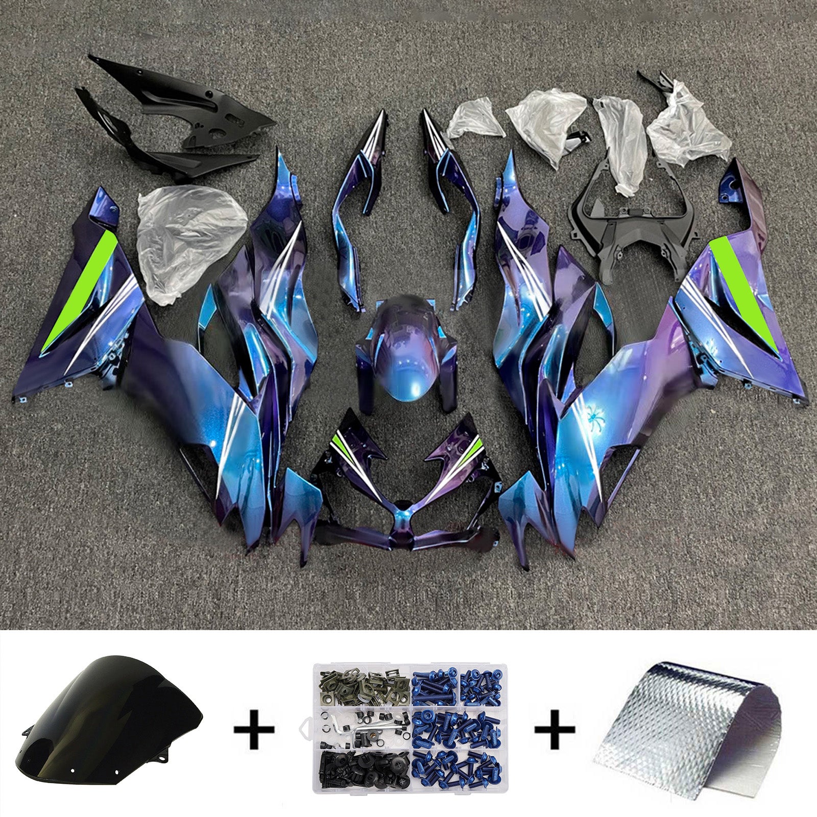 Injection Fairing Kit Bodywork Plastic ABS fit For Kawasaki ZX6R 2019-2023