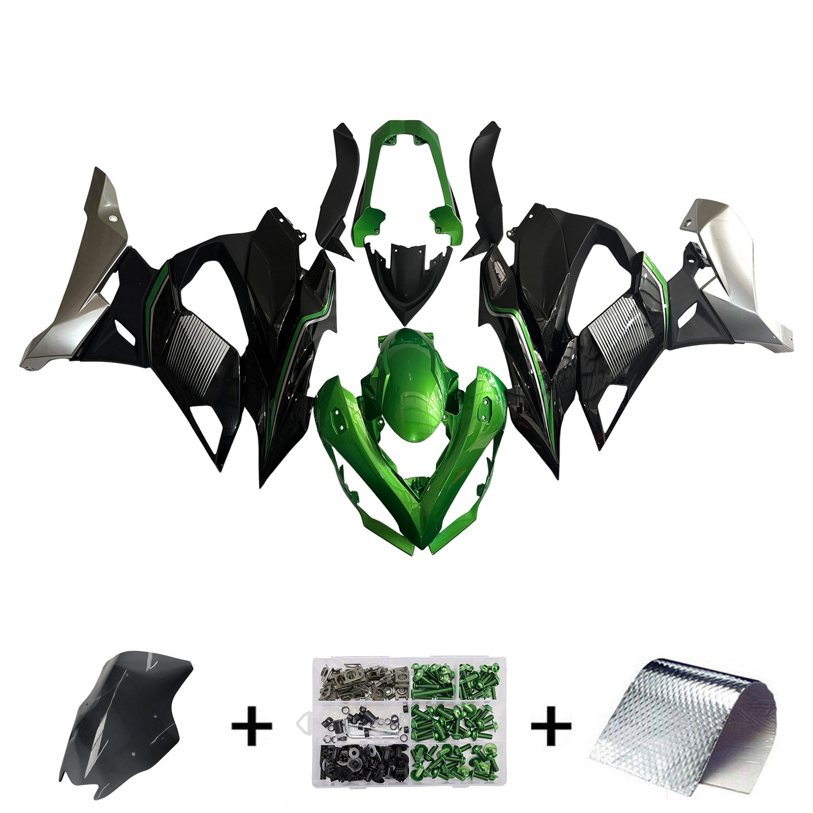 Green Black Injection Fairings For Kawasaki Z1000SX Ninja 1000SX 1100SX 2020-2026