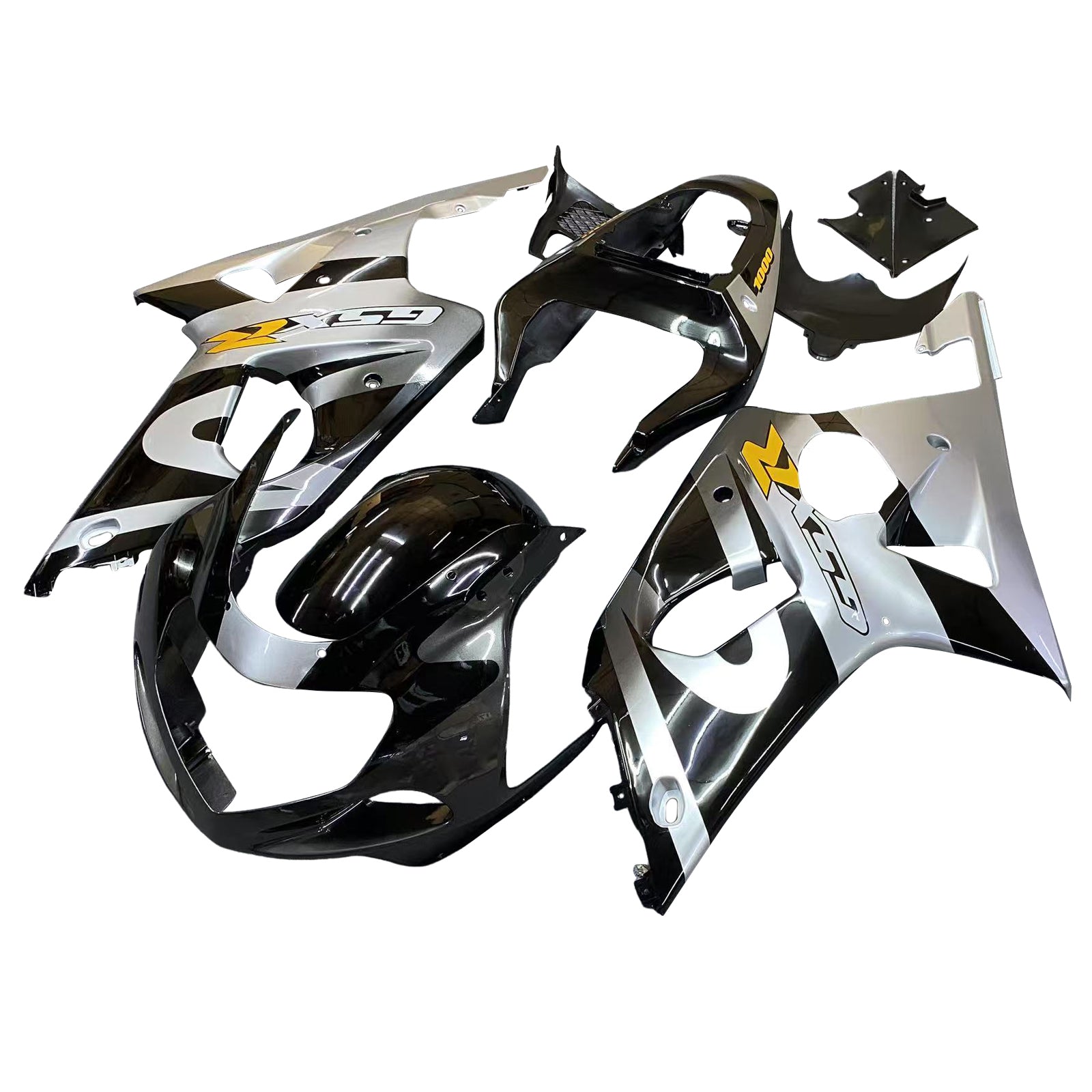 Fairings 2000-2002 Suzuki GSXR 1000 Silver & Black  Generic