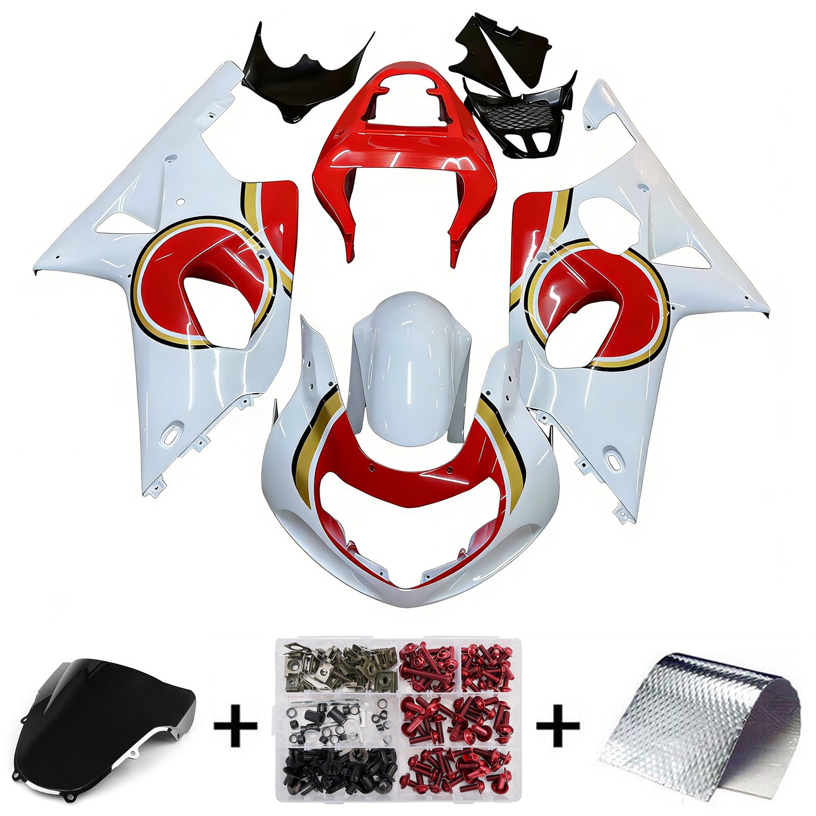 Fairings 2000-2002 Suzuki GSXR 1000 White & Red Lucky Strike  Generic