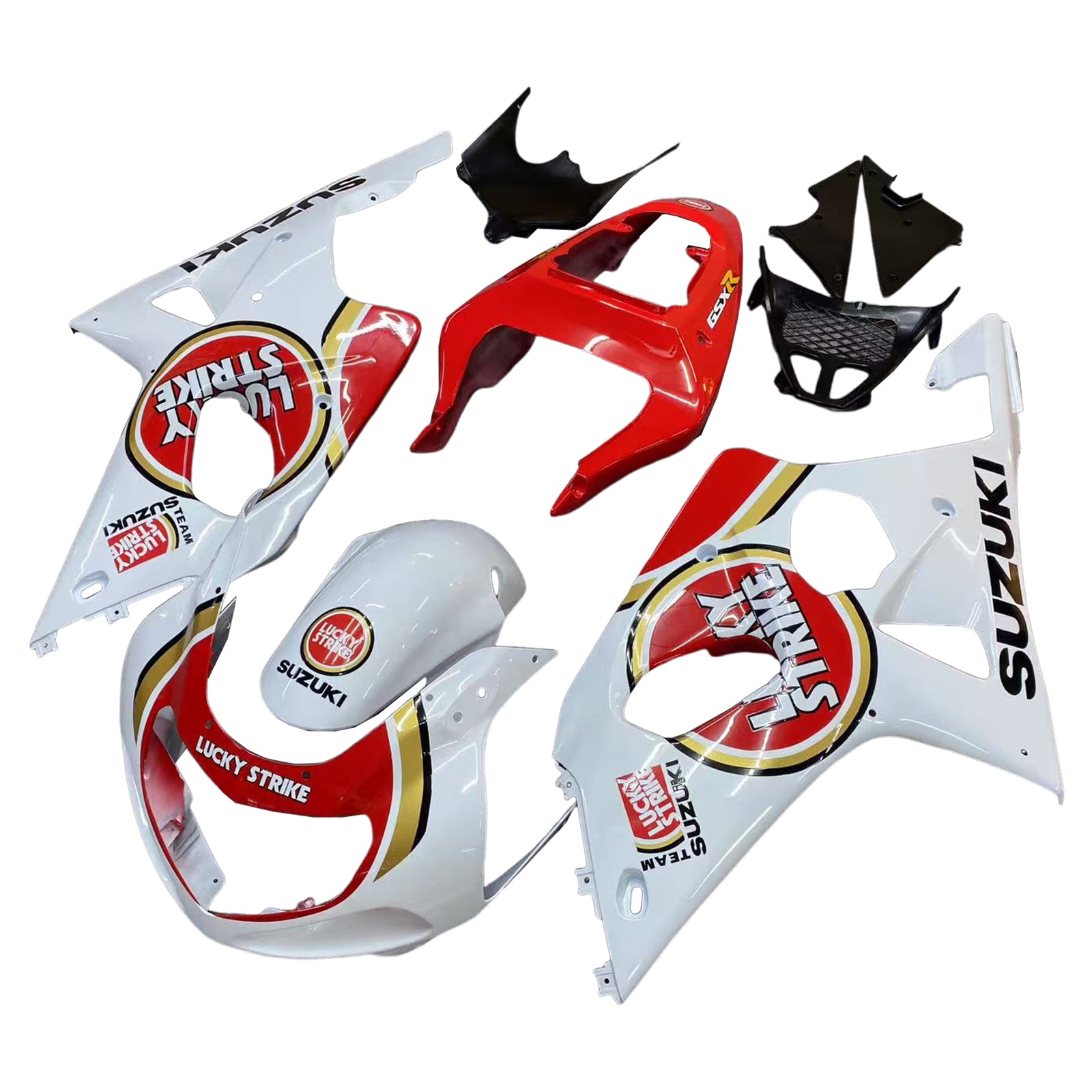 Fairings 2000-2002 Suzuki GSXR 1000 White & Red Lucky Strike  Generic
