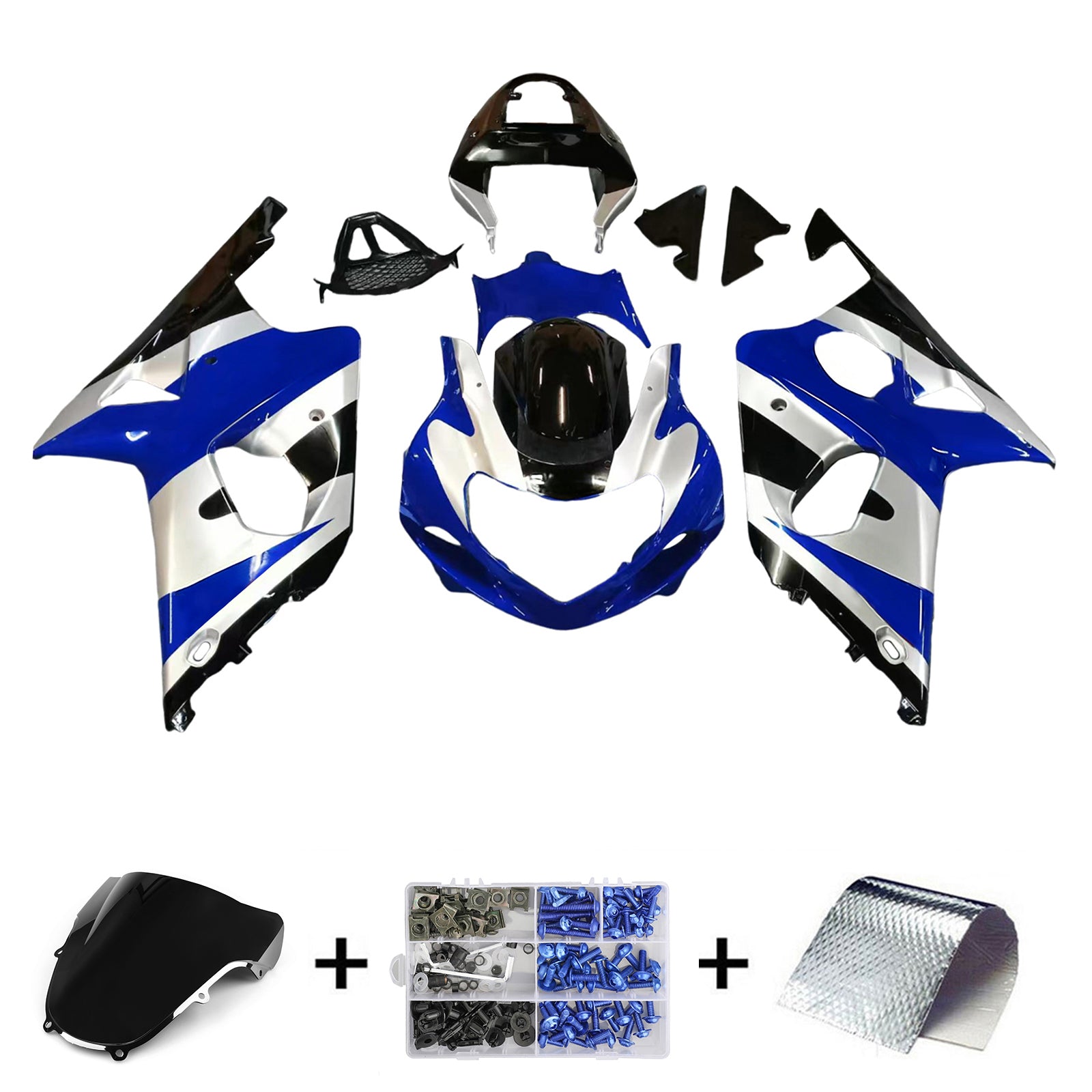 Fairings 2000-2002 Suzuki GSXR 1000 Silver Blue Black GSXR   Generic