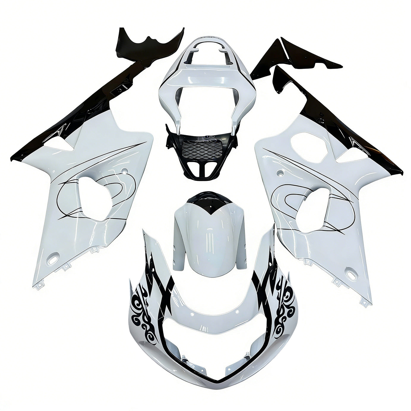 Carenados 2000-2002 Suzuki GSXR 1000 Blanco y Negro Corona Genérico