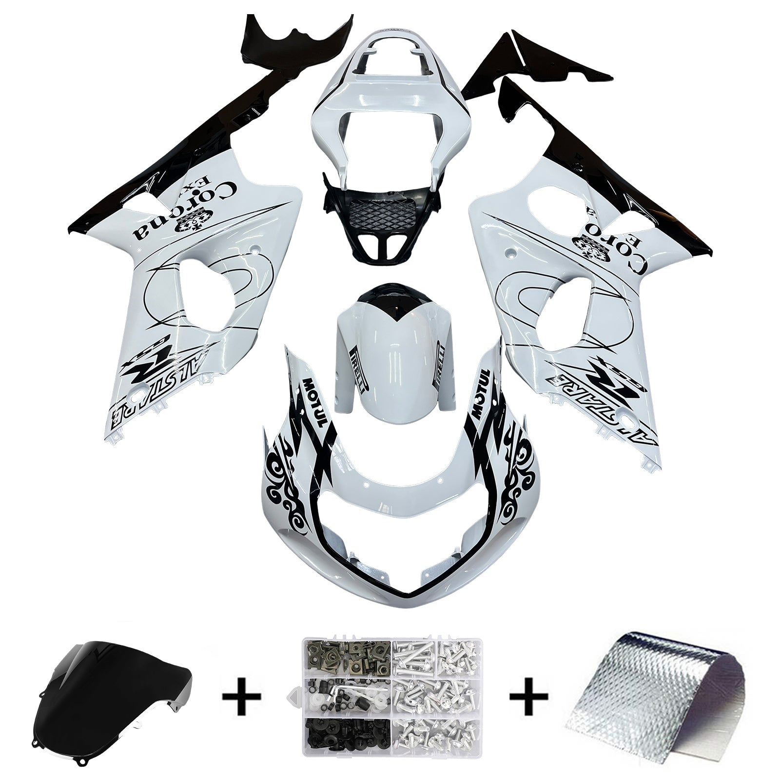 Fairings 2000-2002 Suzuki GSXR 1000 White & Black Corona  Generic