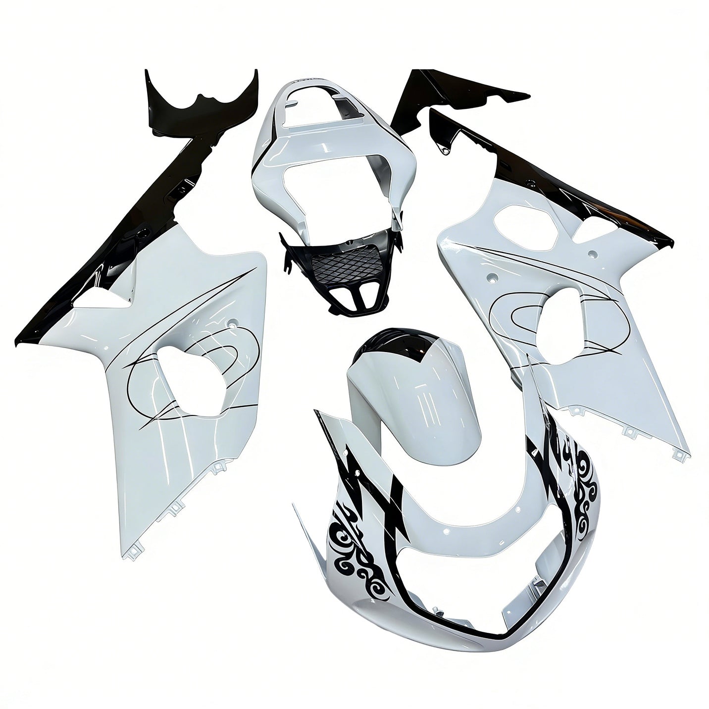 Carenados 2000-2002 Suzuki GSXR 1000 Blanco y Negro Corona Genérico