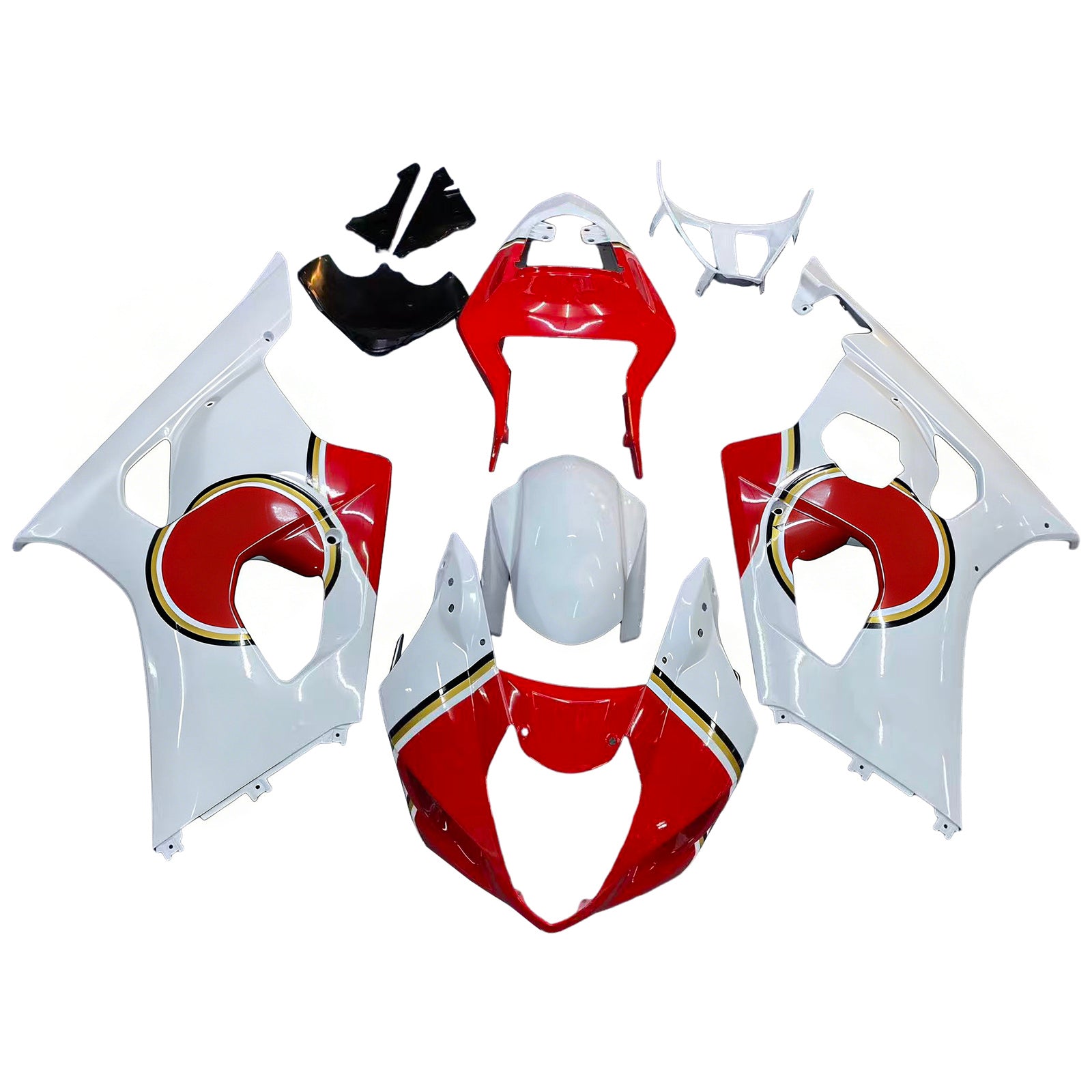 Fairings 2003-2004 Suzuki GSXR 1000 White and Red Lucky Strike  Generic