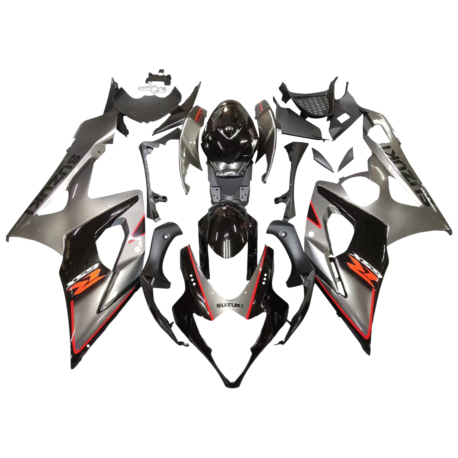 Fairings 2005-2006 سوزوكي GSXR 1000 فضي وأسود GSXR