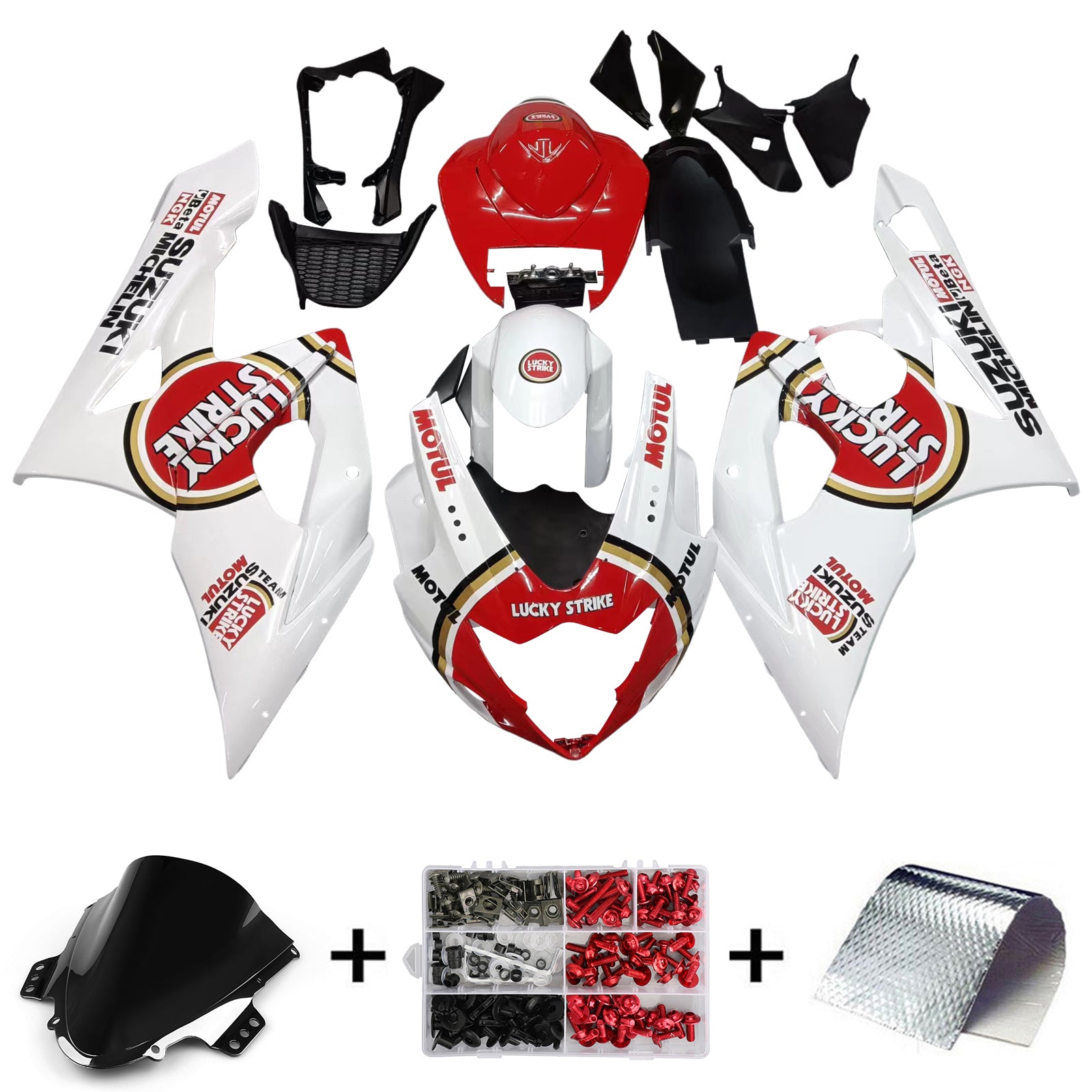 Fairings 2005-2006 Suzuki GSXR 1000 White & Red Lucky Strike