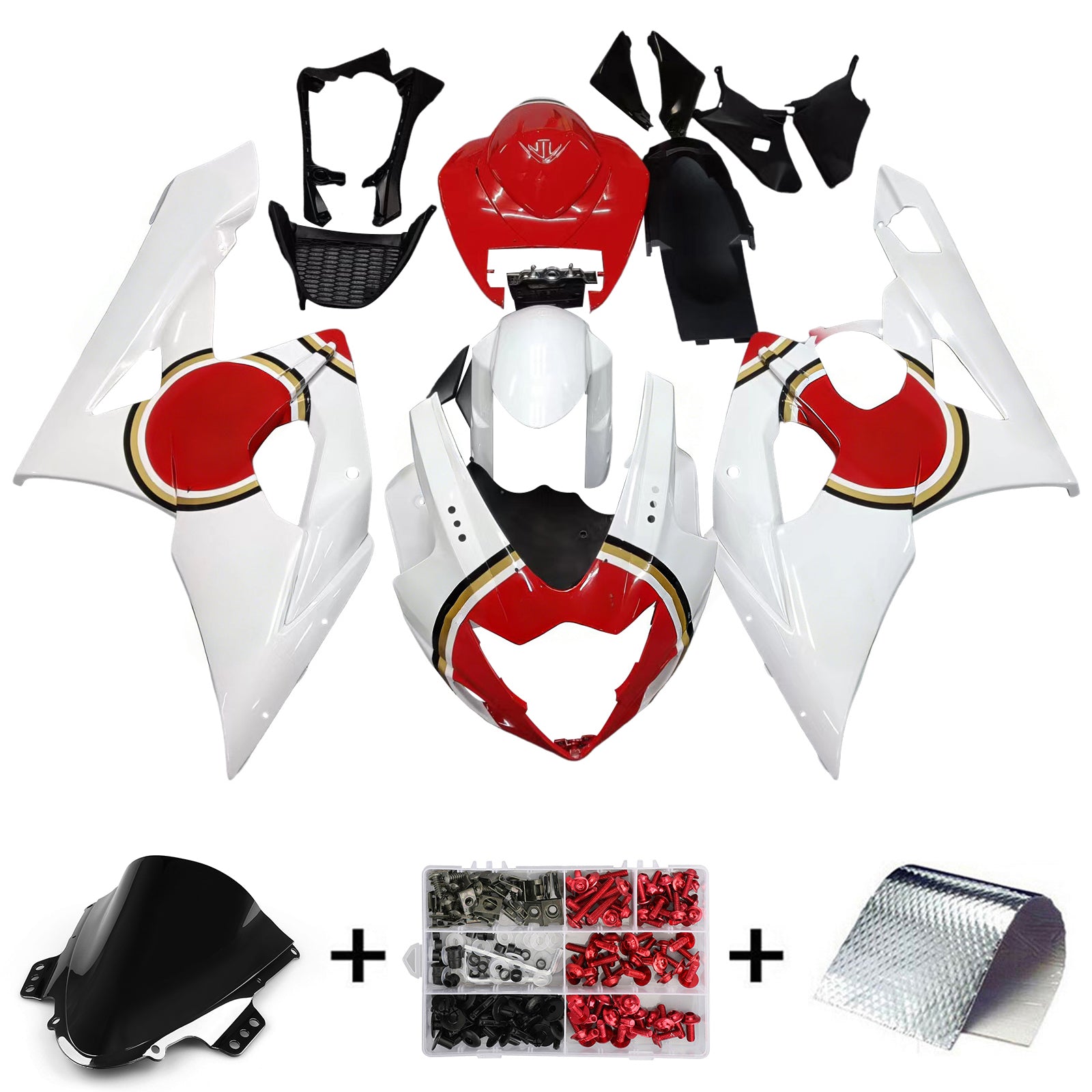 Fairings 2005-2006 Suzuki GSXR 1000 White & Red Lucky Strike