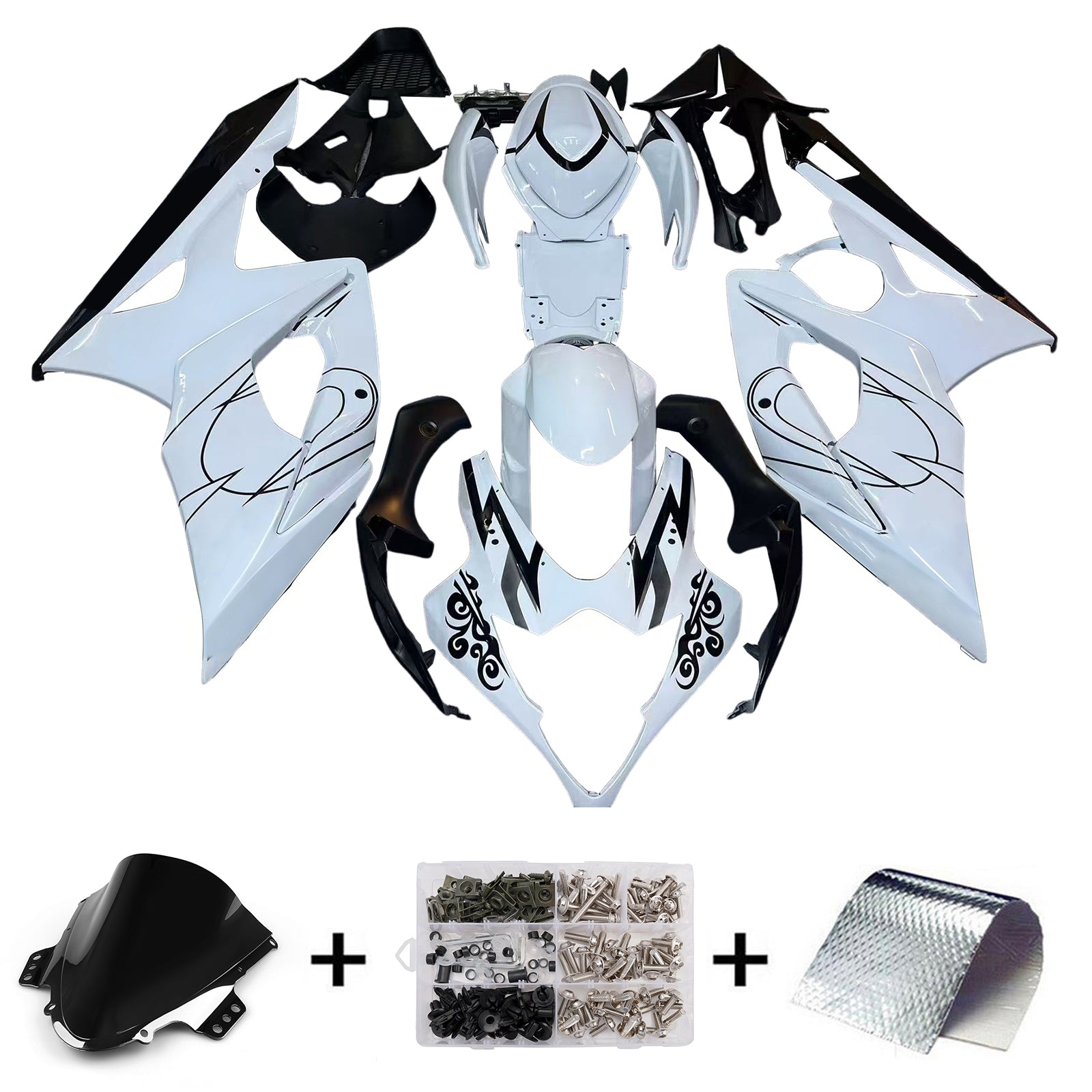 Fairings 2005-2006 Suzuki GSXR 1000 White Black Alstare  Generic
