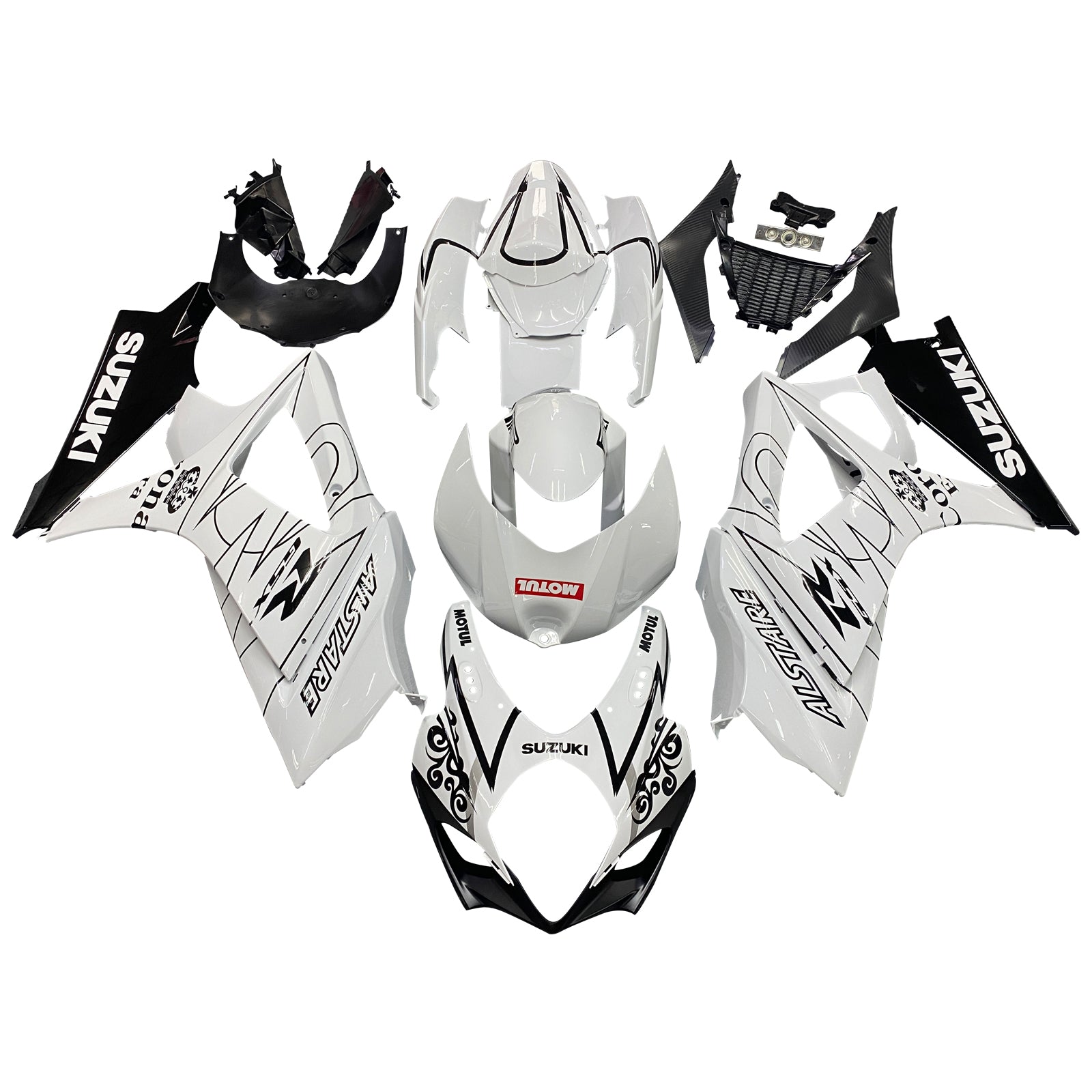 Fairings 2007-2008 سوزوكي GSXR 1000 أبيض أسود ألستير