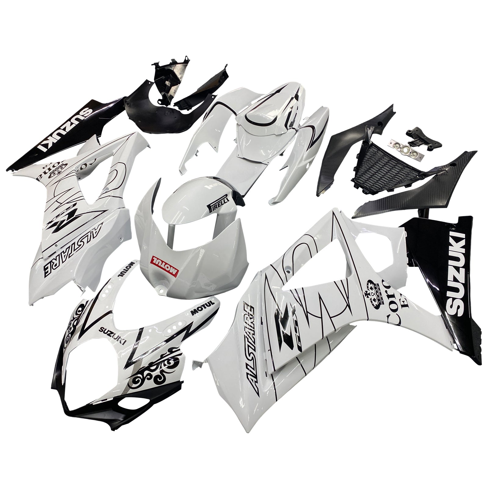 Fairings 2007-2008 Suzuki GSXR 1000 White Black Alstare