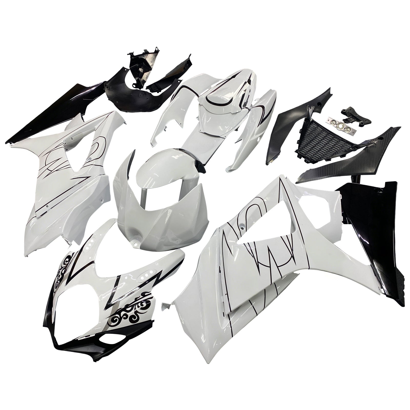 Fairings 2007-2008 Suzuki GSXR 1000 White Black Alstare