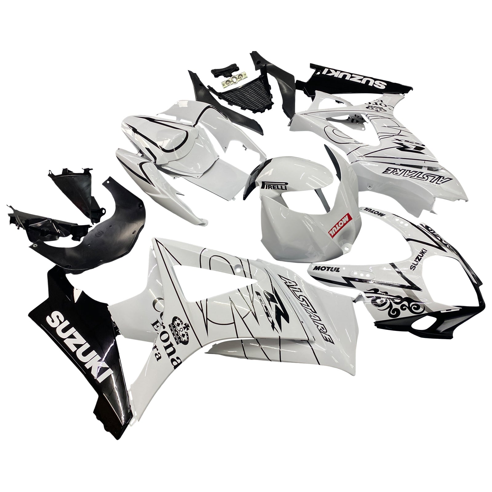 Fairings 2007-2008 Suzuki GSXR 1000 White Black Alstare