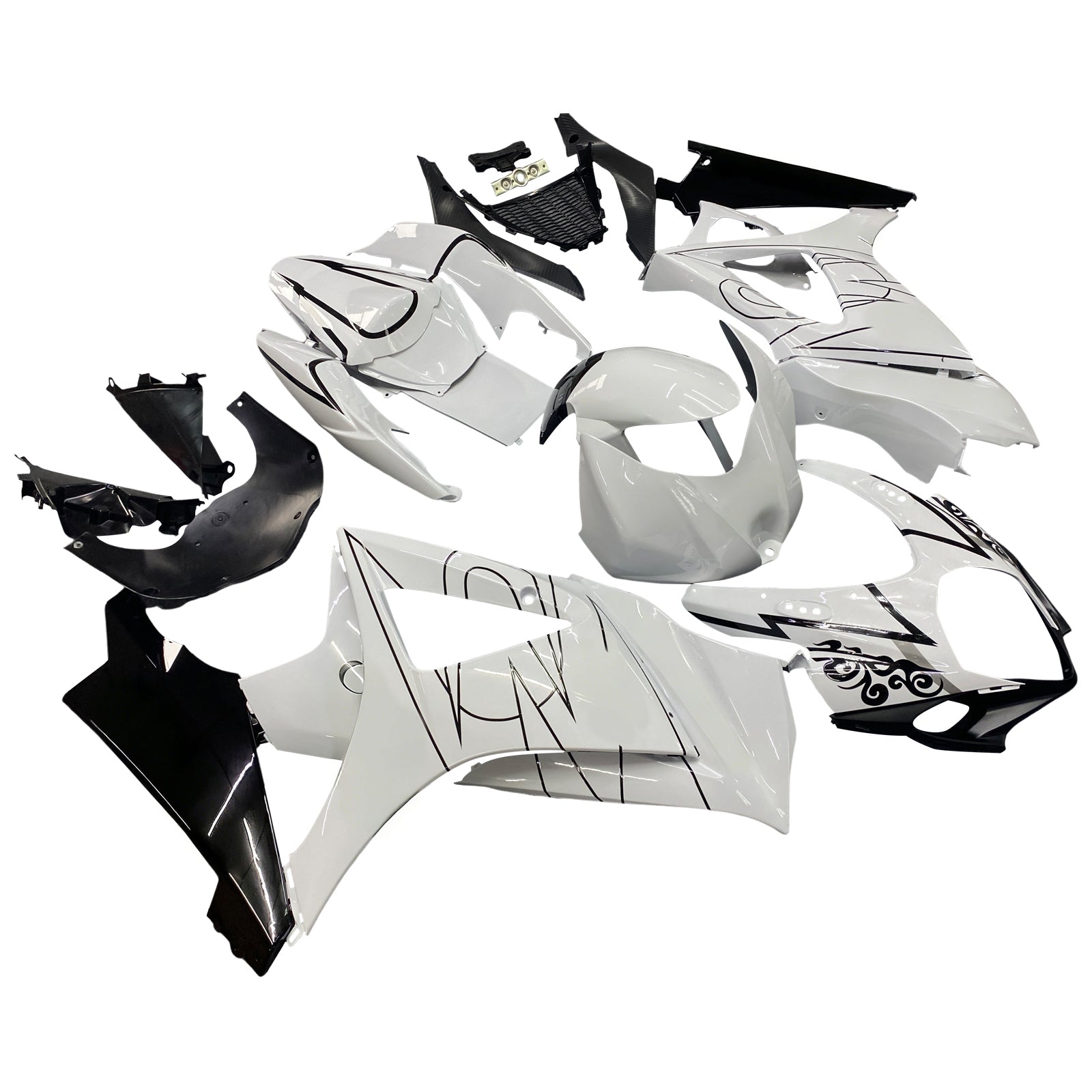 Fairings 2007-2008 Suzuki GSXR 1000 White Black Alstare
