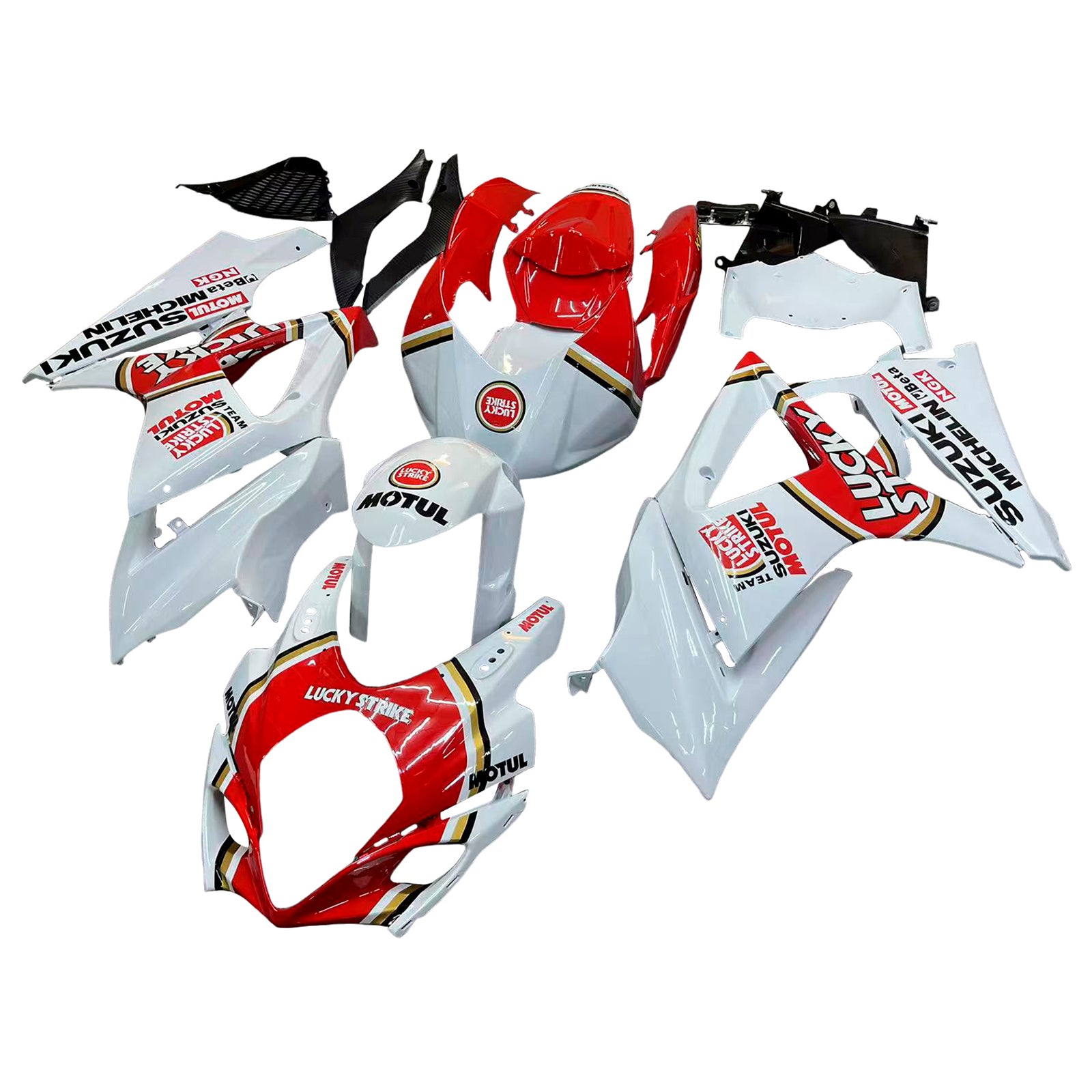 Fairings 2007-2008 Suzuki GSXR 1000 White & Red Lucky Strike  Generic
