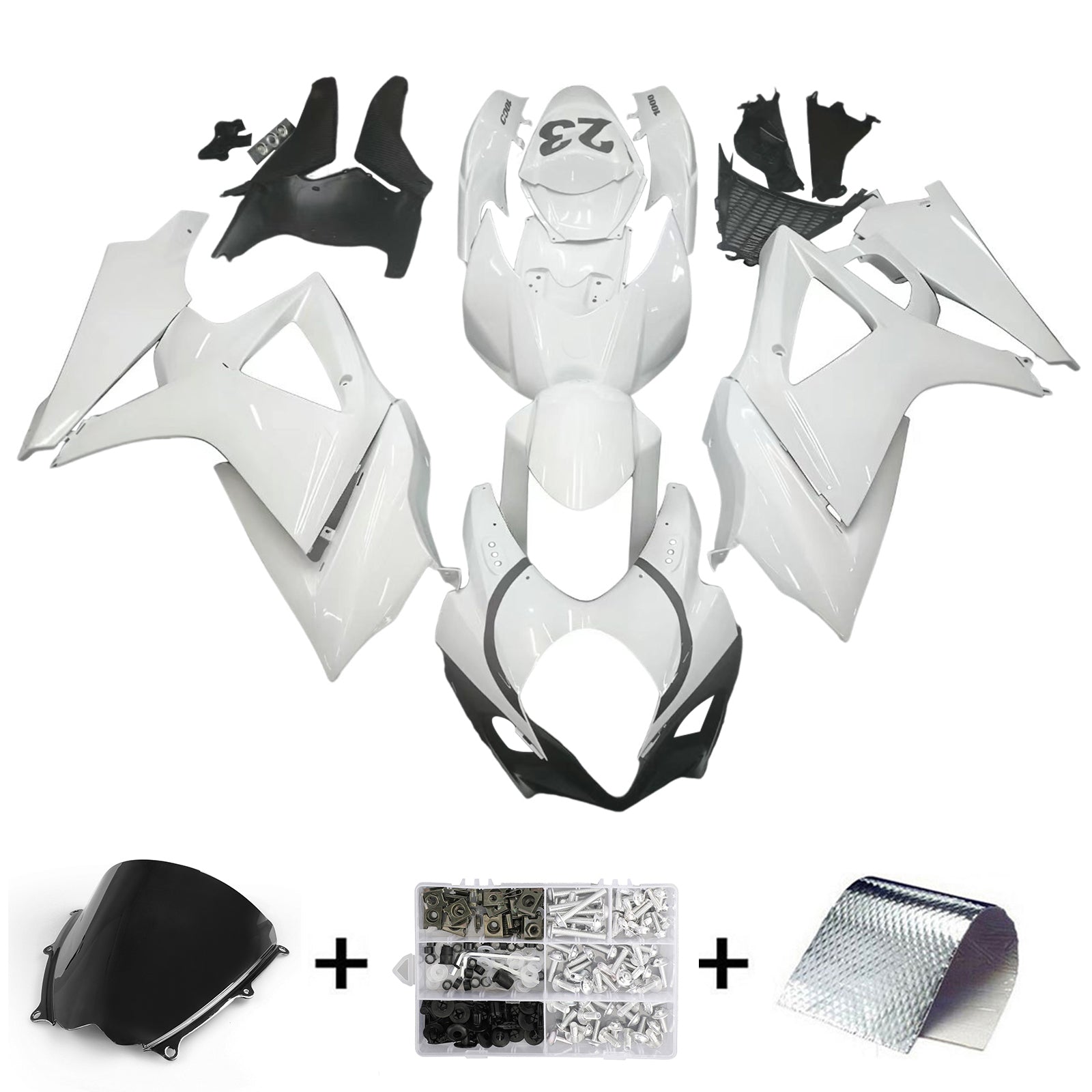 Fairings 2007-2008 Suzuki GSXR 1000 White Black Jordan Generic