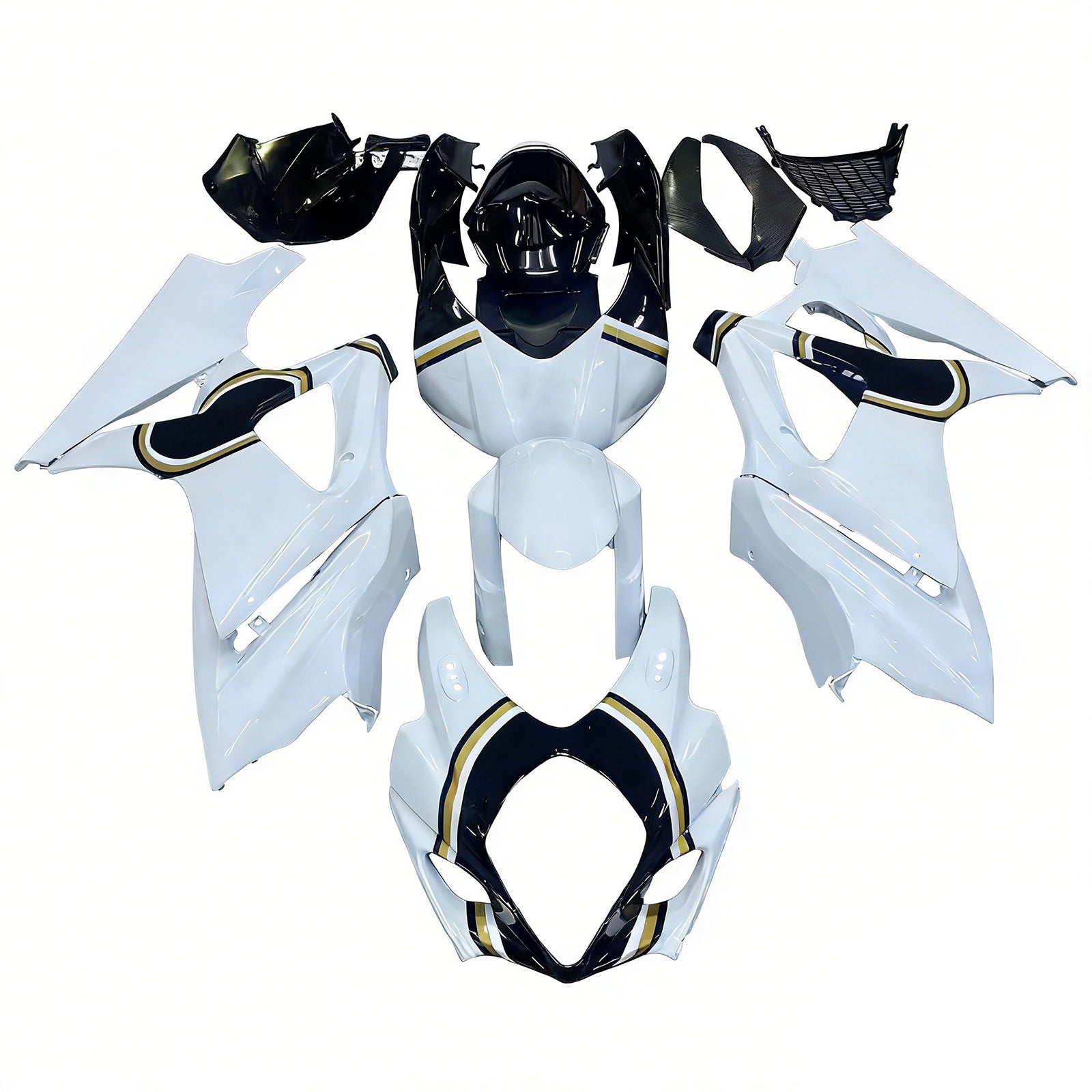 Fairings 2007-2008 Suzuki GSXR 1000 White Black Gold Lucky Strike  Generic